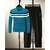 AUSK Mens Casual Striped Cotton Blend Black & Teal Blue Summer wear Co-ords set of T-Shirt & Trakpant