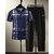 AUSK Mens Casual Printed Cotton Blend Beige & Navy Blue Summer wear Co-ords set of T-Shirt & Trakpant
