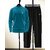 AUSK Mens Casual Striped Cotton Blend Beige & Teal Blue Summer wear Co-ords set of T-Shirt & Trakpant