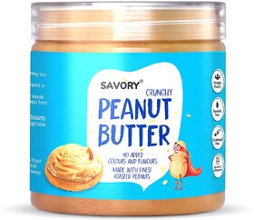 Savory Crunchy Peanut Butter (400g) | Made with Finest Roasted Peanuts | No Added Colours & Flavours | High in Protein | Ready to Eat | Cholesterol Free, Trans Fat Free, Keto Friendly & Non GMO