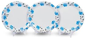 Aurka Dcor 11 Inch Blue Petal Melamine Dinner Plate Set of 3