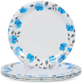 Aurka Dcor 11 Inch Blue Petal Melamine Dinner Plate Set of 4