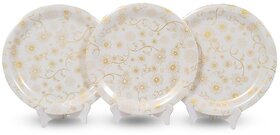 Aurka Dcor 11 Inch Classic Gold Flower Melamine Dinner Plate Set of 3