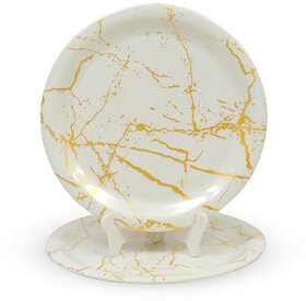 Aurka Dcor 11 Inch Classic Gold Fusion Melamine Dinner Plate Set of 2