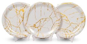 Aurka Dcor 11 Inch Classic Gold Fusion Melamine Dinner Plate Set of 3