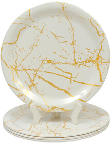 Aurka Dcor 11 Inch Classic Gold Fusion Melamine Dinner Plate Set of 4