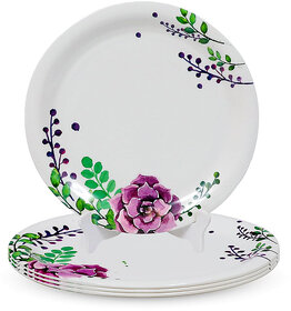 Aurka Dcor 11 Inch Floral Grace Melamine Dinner Plate Set of 4
