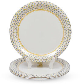 Aurka Dcor 11 Inch Royal Blue Border Melamine Dinner Plate Set of 2