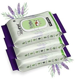 Wipe ME 100% Biodegradable 144 Count (Pack of 3) Wet Wipes for Dogs Cats & All Pets | Lavender Essential Vitamin E & Olive Oil | Anti-Bacterial | Cleansing Deodorising & Grooming Wipes