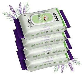 Wipe ME 100% Biodegradable 192 Count (Pack of 4) Wet Wipes for Dogs Cats & All Pets | Lavender Essential Vitamin E & Olive Oil | Anti-Bacterial | Cleansing Deodorising & Grooming Wipes