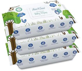 AroKleen Pure Water Soft Cleansing Baby Wipes  216 Wipes-Pack of 3  Extra Thick  Moist Wet Wipes for Baby's  Prevents Rashes  Redness with Goodness of Aloe Vera  Vitamin E