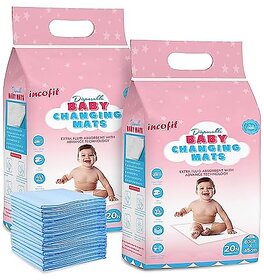 Incofit 40 Count 60 X 45 Cm Baby Disposable Underpad  Changing Mats  Changing Pads  Baby Waterproof Pads  Waterproof Diaper  Breathable Underpads  Bed Protector