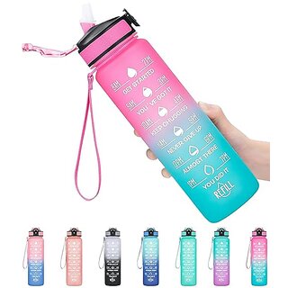 Indigo Water Bottle - 800Ml Motivational Time Marker, Leakproofdurable Bpa-Free Non-Toxic Sipper Water Bottle For Office, Gym  School (800 Ml, Pack Of 1, Multicolor)