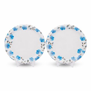 Aurka Dcor 11 Inch Blue Petal Melamine Dinner Plate Set of 2