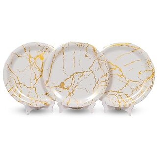 Aurka Dcor 11 Inch Classic Gold Fusion Melamine Dinner Plate Set of 3