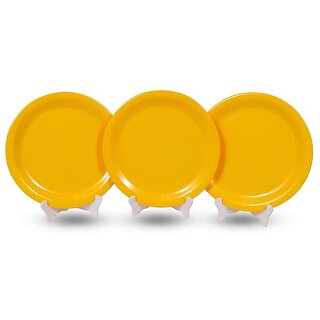 Aurka Dcor 11 Inch Yellow Melamine Dinner Plate Set of 3
