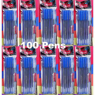 Elkos 100 Shine DF BALL PEN  Blue ball pen  Ball Pen (Pack of 100, Ink Color - Blue)