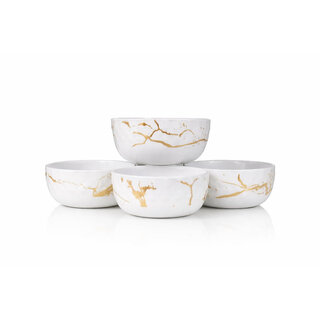 Aurka Decor 4.5 Inch White & Gold Melamine Bowl Set of 4