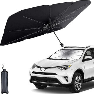 Windshield Sunshade Protector Foldable 3 Layers UV Block and Heat Insulation Umbrella (Black)