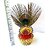 Divine Bliss Lord Krishna Decorative Pooja Idol, Gold Plated Lotus Base with Peacock Feather, Red Rosary Beads, Religious Home Temple Dcor