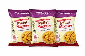 Melwach Mom's Pick Millet Mixture Light  Crunchy Millet Snack High Protein  Fibre Healthy Namkeen Snack 90gm Pack of 3