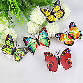 Butterfly 3D Night Lamp  3D Illusion LED Lamp for Room  Deco - Pack of 4