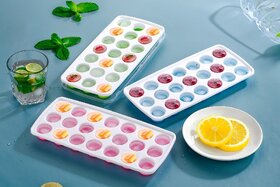 2 pcs 21 Cavity Pop Up Ice Cube Trays for Freezer with Lid with Easy Release Flexible Silicone Bottom, Stackable, 100 B