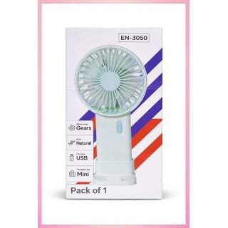 Portable Mini Handheld Fan EN-3050 | USB Rechargeable Personal Fan | 3 Speed Modes | Compact Cooling Fan for Travel, Office & Outdoor Use