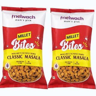 Melwach Mom's Pick Millet Bites Classic Masala High Protein  Fibre Snack Zero Maida Millet Namkeen 200gm Pack of 2