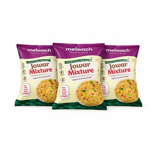 Melwach Mom's Pick Jowar Mixture Light  Crunchy Millet Snack High Protein  Fibre Healthy Namkeen Snack 90gm Pack of 3
