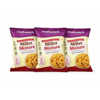 Melwach Mom's Pick Millet Mixture Light  Crunchy Millet Snack High Protein  Fibre Healthy Namkeen Snack 90gm Pack of 3