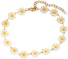 18k Gold Plated Women Bracelet (Daisy Flower Charm Bracelet, 1)