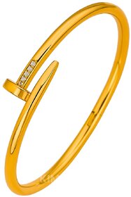 KIMTI 18k Gold Plated Women Bracelet (Diamond Nail Bangle, 1)