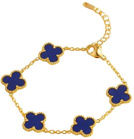 KIMTI 18k Gold Plated Clover Bracelet (Blue)