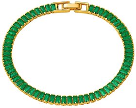 KIMTI 18k Gold Plated Women Bracelet (Green Tennis Style Bracelet, 1)