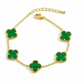 KIMTI 18k Gold Plated Green Clover Wraparound Bracelet