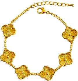 KIMTI 18K Gold Plated Clover Wraparound Bracelet