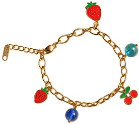KIMTI 18k Gold Plated Women Bracelet (Cherry Double Layer Bracelet, 1)