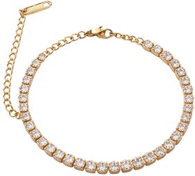 KIMTI 18k Gold Plated Women Bracelet (Crystal Glow Tennis Bracelet, 1)