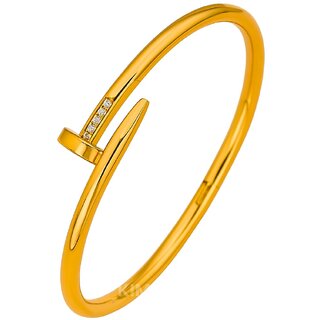 KIMTI 18k Gold Plated Women Bracelet (Diamond Nail Bangle, 1)