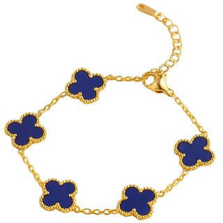 KIMTI 18k Gold Plated Clover Bracelet (Blue)