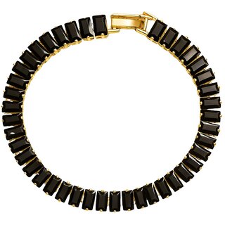 KIMTI 18k Gold Plated Women Bracelet (Black Tennis Style Bracelet, 1)