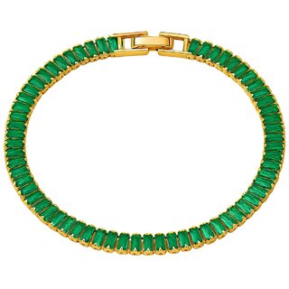 KIMTI 18k Gold Plated Women Bracelet (Green Tennis Style Bracelet, 1)