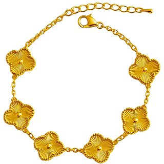KIMTI 18K Gold Plated Clover Wraparound Bracelet