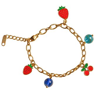 KIMTI 18k Gold Plated Women Bracelet (Cherry Double Layer Bracelet, 1)