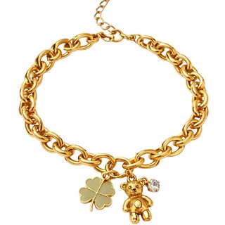 18k Gold Plated Women Bracelet (Teddy Charm Bracelet, 1)