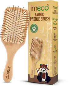 IMECO Bamboo Flat Paddle Hair Brush, Premium Cushioned Hair Brush