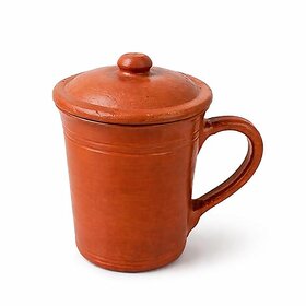 Clay Water Jug with Lid, 800 ml Capacity, Dia 10.5 cm, 14.5x10.5x18 cm, 688 gm, 1 Qty
