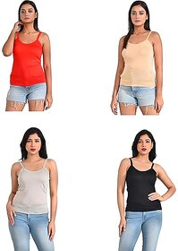 Ginash Women's Cotton Modal Slips (Pack of 4)