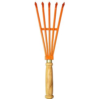 Hand Garden Cultivator with Wooden Handle / 37.5x12x4 cm, 453 gm, 1 Qty